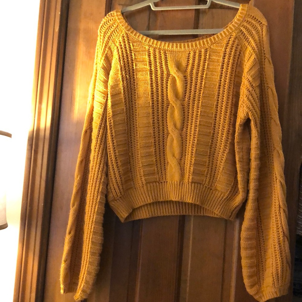 Dark yellow Cable Knit Sweater